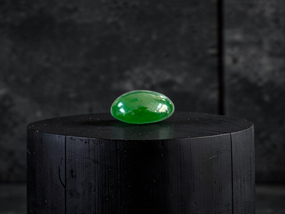 Certified MADE IN JAPAN 1.888 cts. Intense Deep Green Burmese A-Jadeite Oval Cabochon Loose Stone LS32