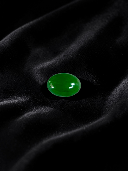Certified MADE IN JAPAN 1.20 cts. Intense Bright Imperial Green Burmese A-Jadeite Oval Cabochon Loose Stone LS33