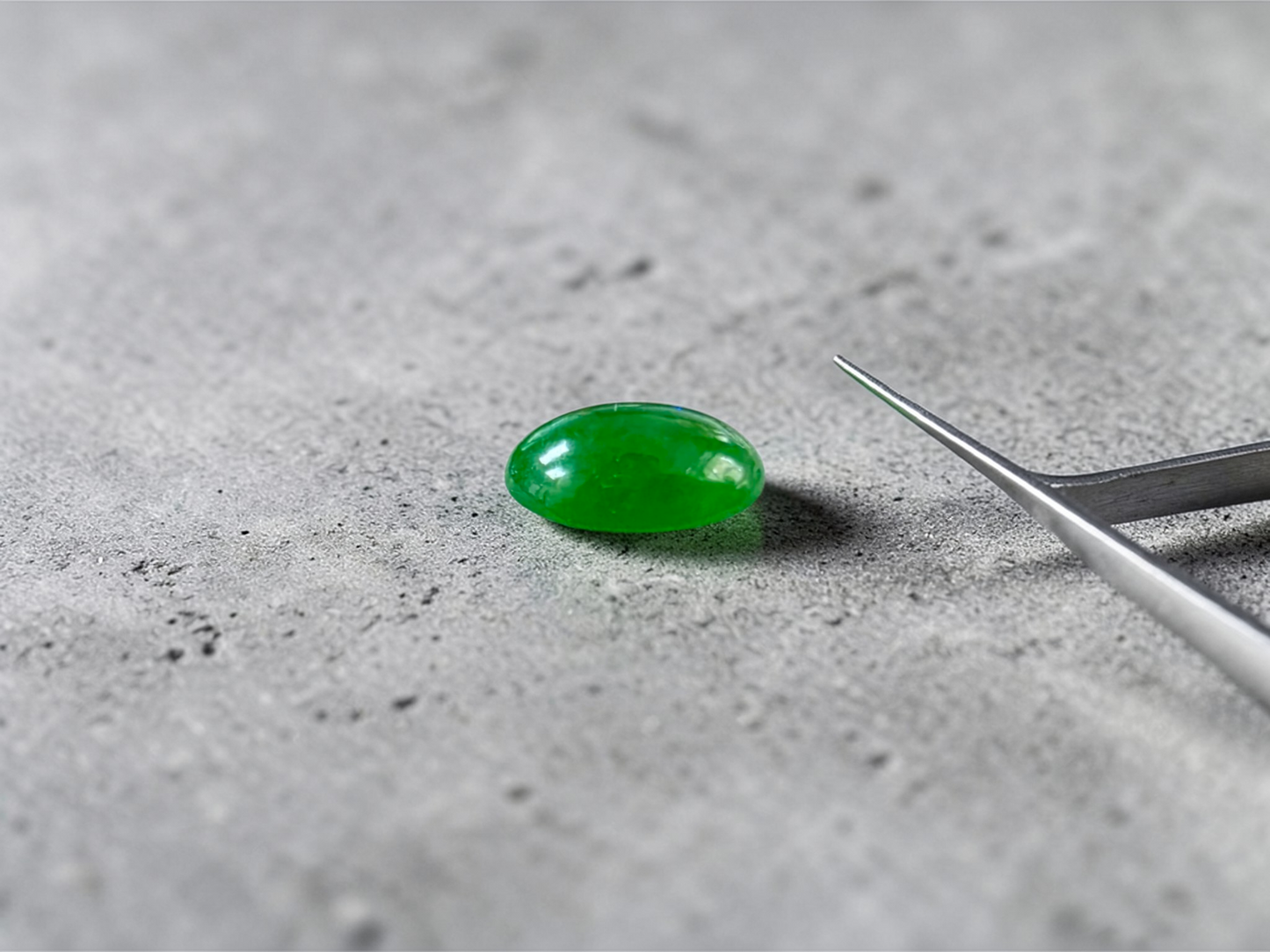 Certified MADE IN JAPAN 1.20 cts. Intense Bright Imperial Green Burmese A-Jadeite Oval Cabochon Loose Stone LS33