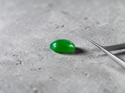 Certified MADE IN JAPAN 1.20 cts. Intense Bright Imperial Green Burmese A-Jadeite Oval Cabochon Loose Stone LS33