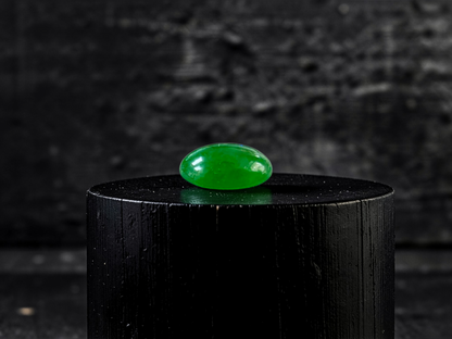 Certified MADE IN JAPAN 1.20 cts. Intense Bright Imperial Green Burmese A-Jadeite Oval Cabochon Loose Stone LS33