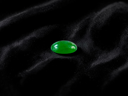 Certified MADE IN JAPAN 1.20 cts. Intense Bright Imperial Green Burmese A-Jadeite Oval Cabochon Loose Stone LS33