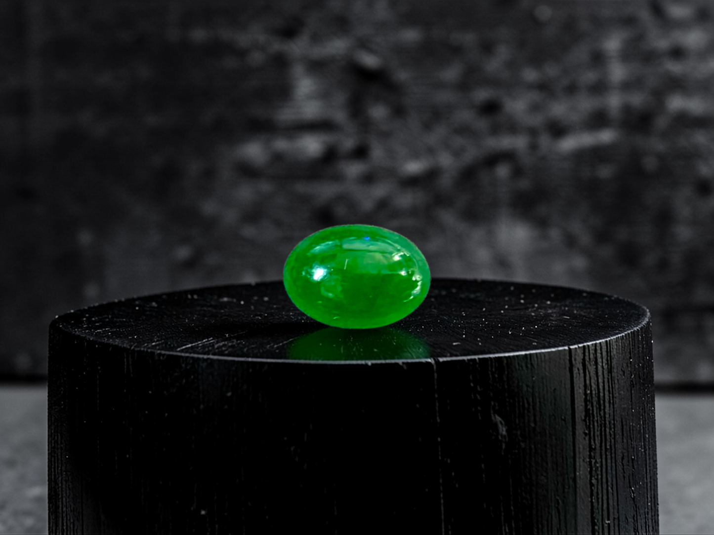 Certified MADE IN JAPAN 1.20 cts. Intense Bright Imperial Green Burmese A-Jadeite Oval Cabochon Loose Stone LS33
