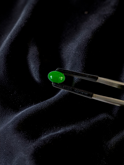 Certified MADE IN JAPAN 1.20 cts. Intense Bright Imperial Green Burmese A-Jadeite Oval Cabochon Loose Stone LS33