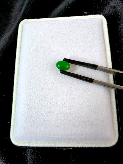 Certified MADE IN JAPAN 1.20 cts. Intense Bright Imperial Green Burmese A-Jadeite Oval Cabochon Loose Stone LS33