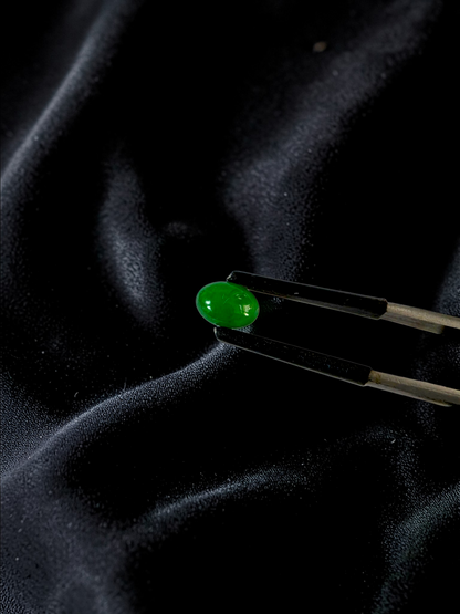 Certified MADE IN JAPAN 1.20 cts. Intense Bright Imperial Green Burmese A-Jadeite Oval Cabochon Loose Stone LS33