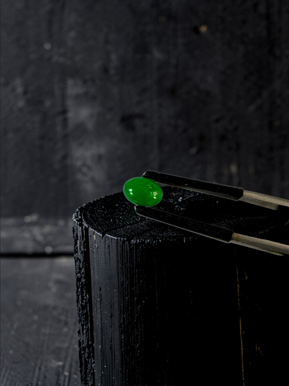 Certified MADE IN JAPAN 1.20 cts. Intense Bright Imperial Green Burmese A-Jadeite Oval Cabochon Loose Stone LS33