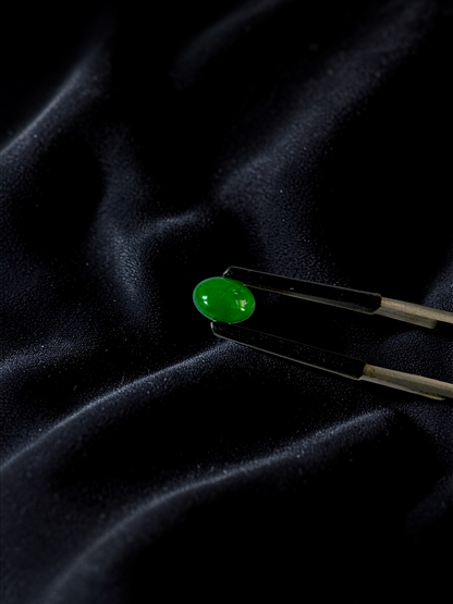 Certified MADE IN JAPAN 1.20 cts. Intense Bright Imperial Green Burmese A-Jadeite Oval Cabochon Loose Stone LS33