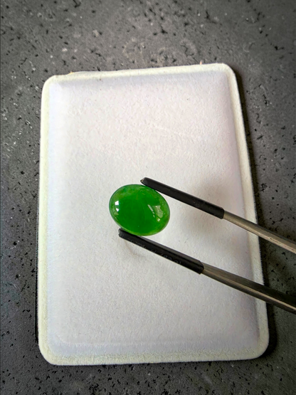 Certified MADE IN JAPAN 4.80 cts. Green Burmese A-Jadeite Oval Cabochon Loose Stone LS34