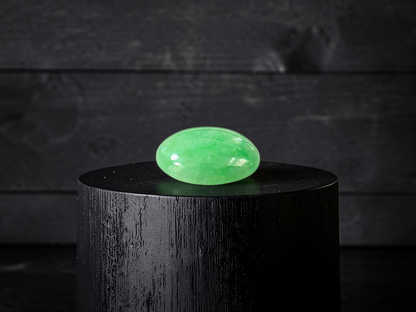 Certified MADE IN JAPAN 4.69 cts. Light Green Burmese A-Jadeite Oval Cabochon Loose Stone LS35