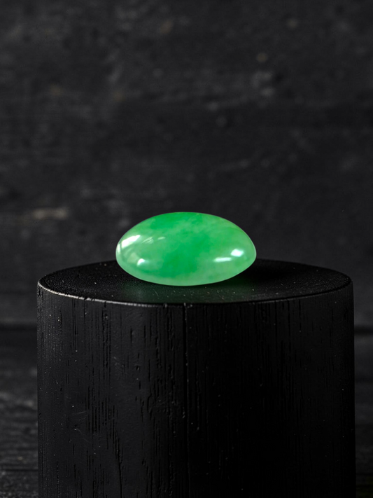 Certified MADE IN JAPAN 4.69 cts. Light Green Burmese A-Jadeite Oval Cabochon Loose Stone LS35