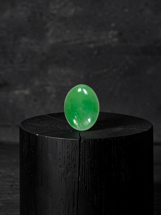Certified MADE IN JAPAN 4.69 cts. Light Green Burmese A-Jadeite Oval Cabochon Loose Stone LS35