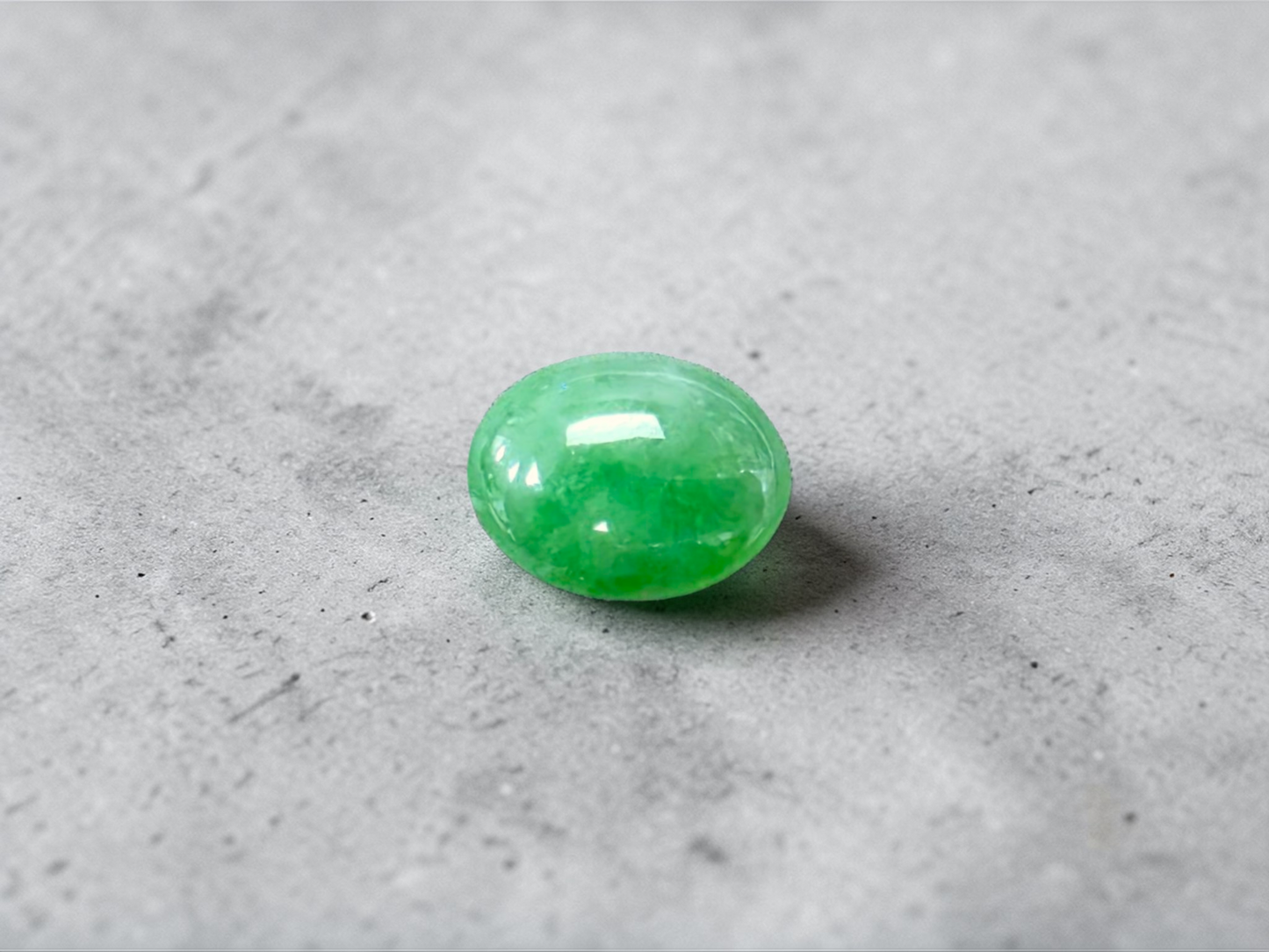 Certified MADE IN JAPAN 7.04 cts. Light Green Burmese A-Jadeite Oval Cabochon Loose Stone LS36