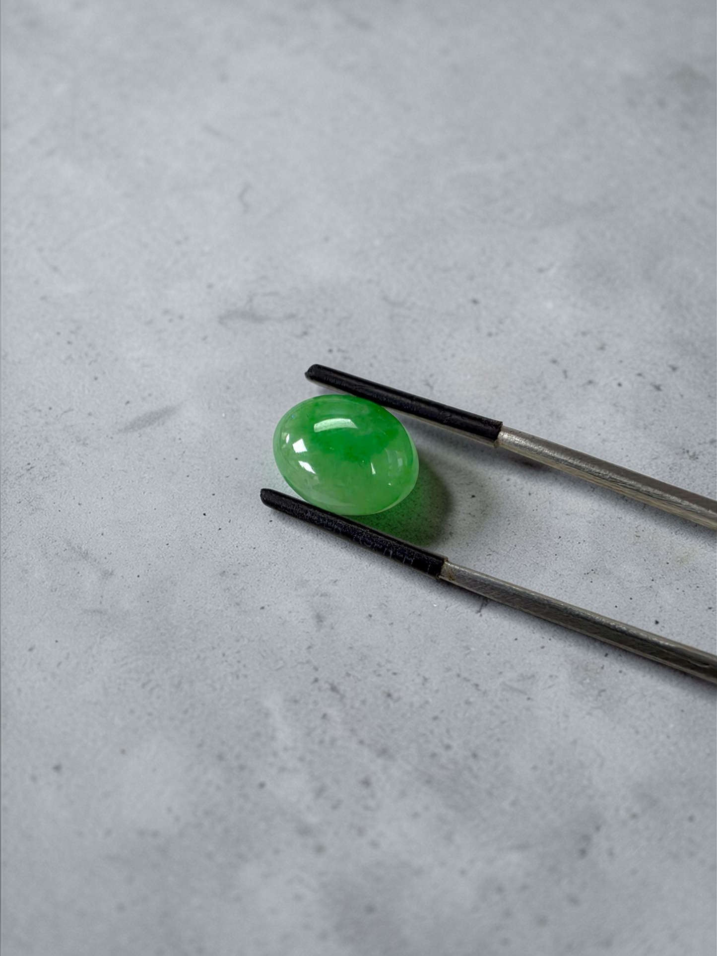 Certified MADE IN JAPAN 7.04 cts. Light Green Burmese A-Jadeite Oval Cabochon Loose Stone LS36