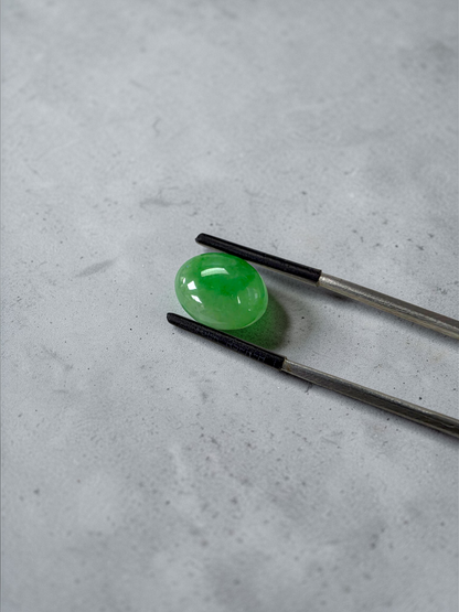 Certified MADE IN JAPAN 7.04 cts. Light Green Burmese A-Jadeite Oval Cabochon Loose Stone LS36