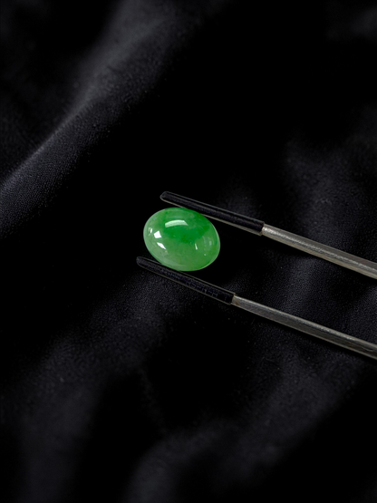 Certified MADE IN JAPAN 7.04 cts. Light Green Burmese A-Jadeite Oval Cabochon Loose Stone LS36