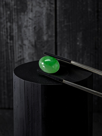 Certified MADE IN JAPAN 7.04 cts. Light Green Burmese A-Jadeite Oval Cabochon Loose Stone LS36