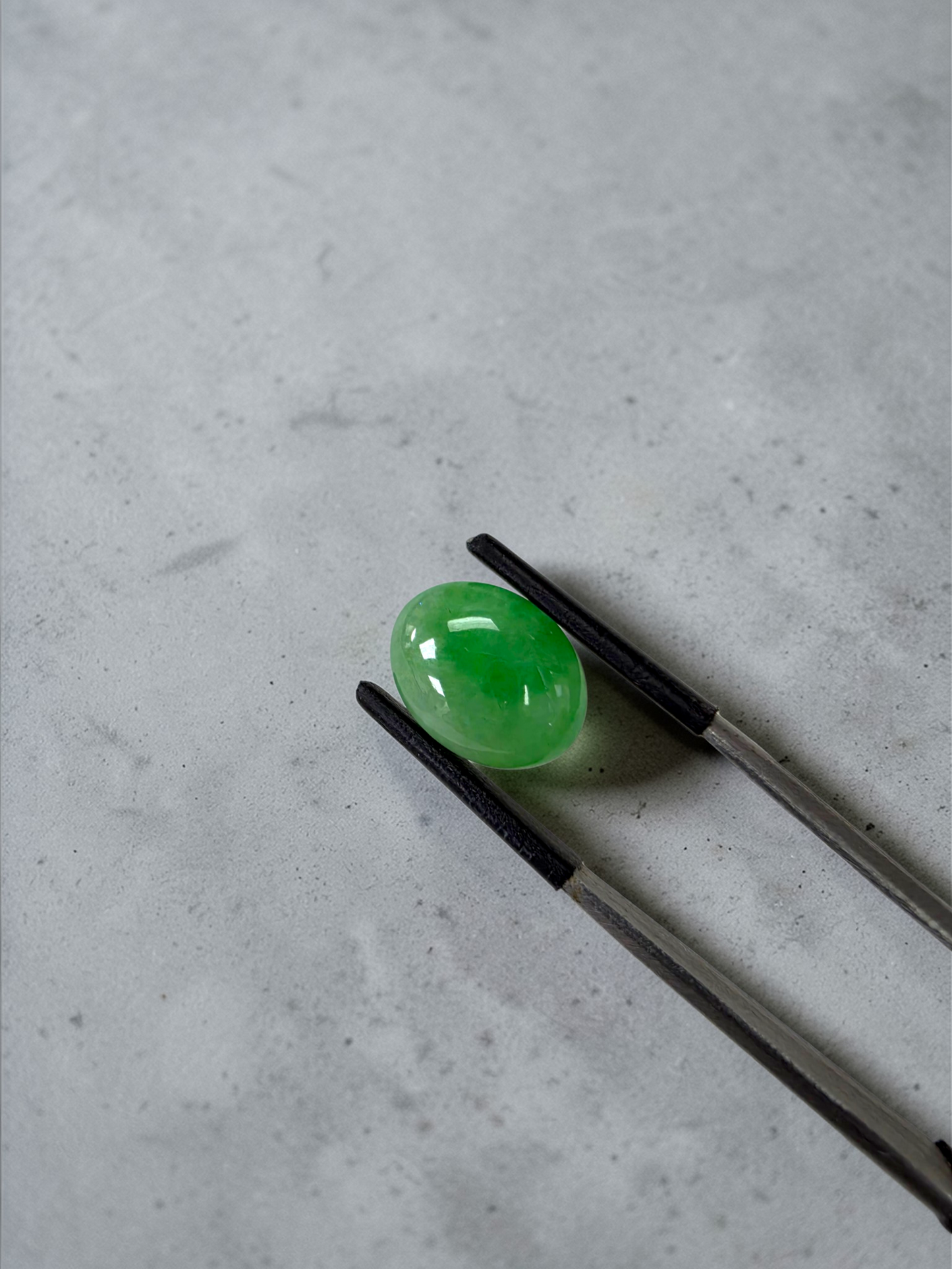 Certified MADE IN JAPAN 7.04 cts. Light Green Burmese A-Jadeite Oval Cabochon Loose Stone LS36