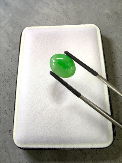 Certified MADE IN JAPAN 7.04 cts. Light Green Burmese A-Jadeite Oval Cabochon Loose Stone LS36