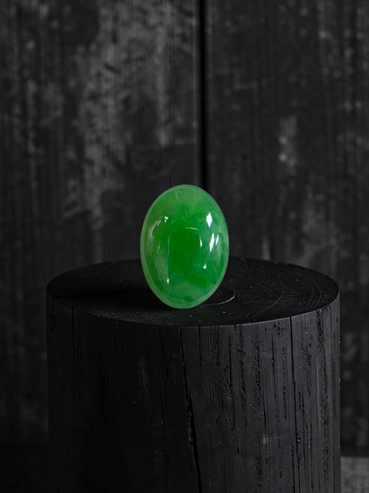 Certified MADE IN JAPAN 7.04 cts. Light Green Burmese A-Jadeite Oval Cabochon Loose Stone LS36