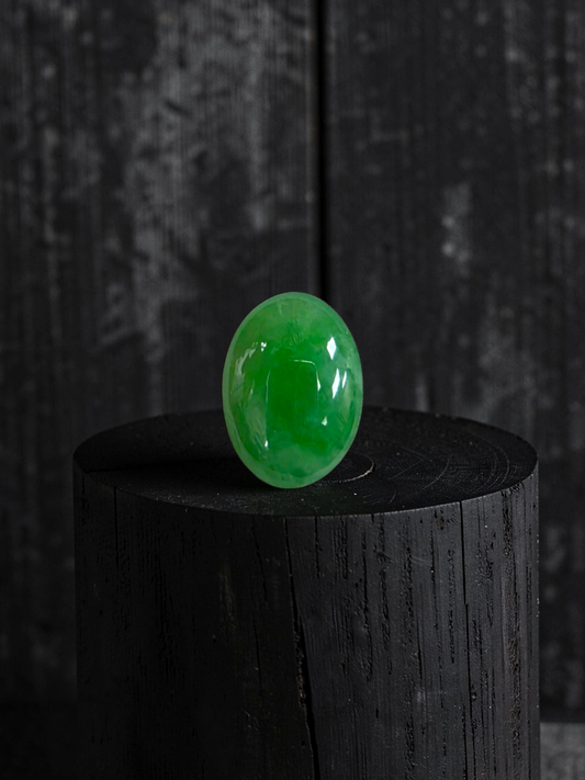 Certified MADE IN JAPAN 7.04 cts. Light Green Burmese A-Jadeite Oval Cabochon Loose Stone LS36