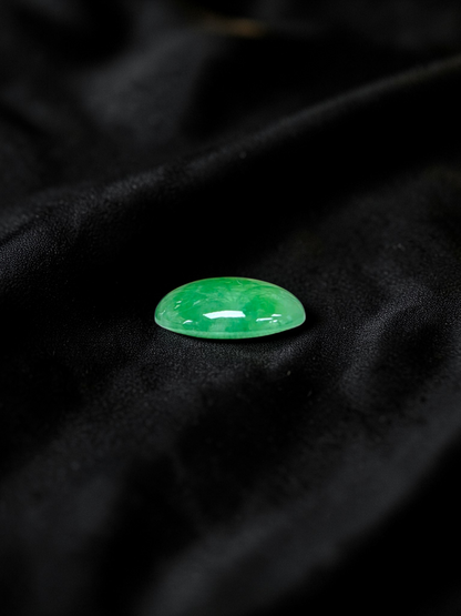 Certified MADE IN JAPAN 7.04 cts. Light Green Burmese A-Jadeite Oval Cabochon Loose Stone LS36
