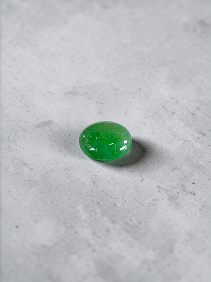Certified MADE IN JAPAN 7.04 cts. Light Green Burmese A-Jadeite Oval Cabochon Loose Stone LS36