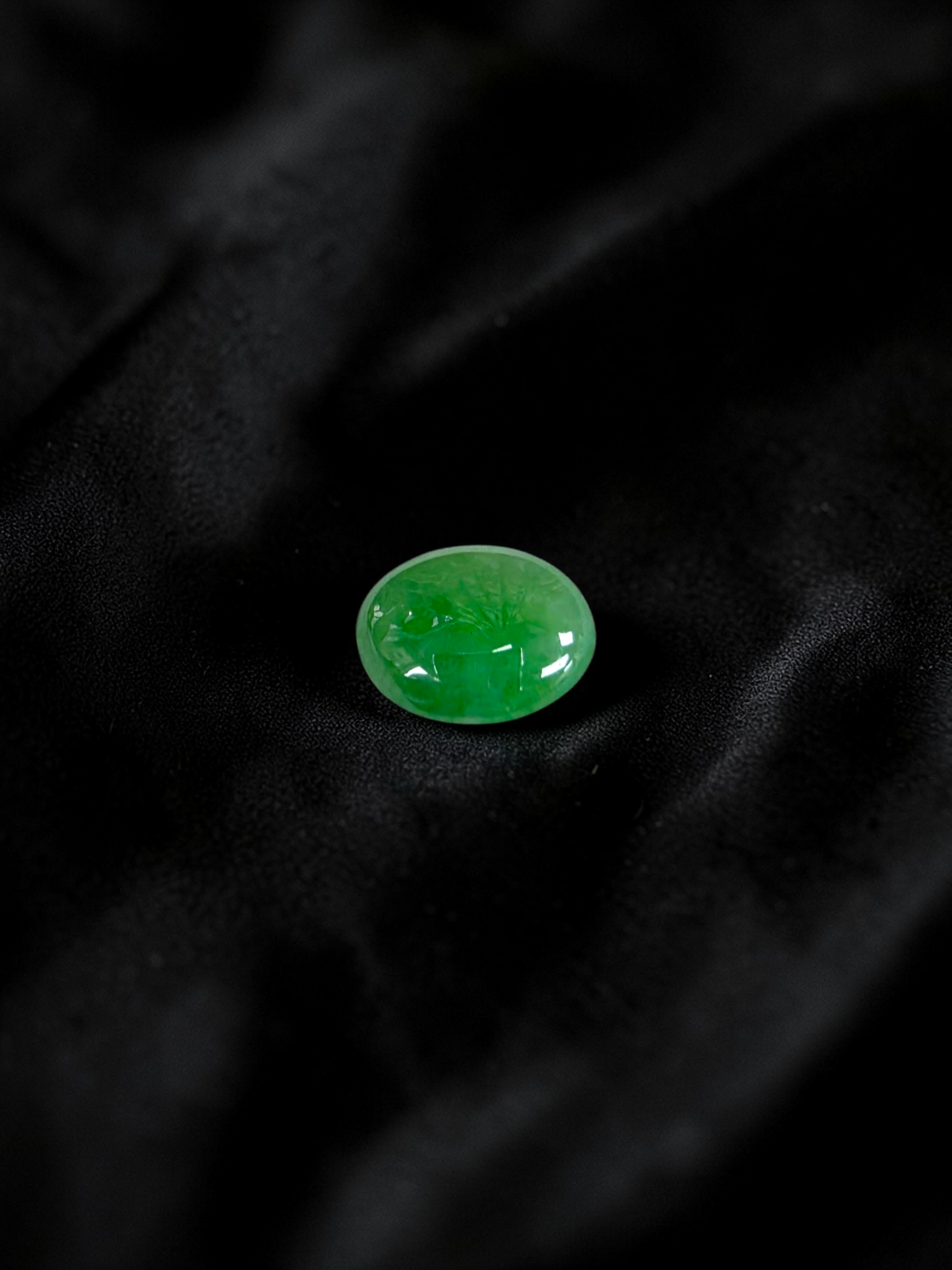 Certified MADE IN JAPAN 7.04 cts. Light Green Burmese A-Jadeite Oval Cabochon Loose Stone LS36
