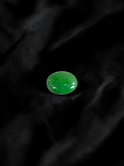 Certified MADE IN JAPAN 7.04 cts. Light Green Burmese A-Jadeite Oval Cabochon Loose Stone LS36