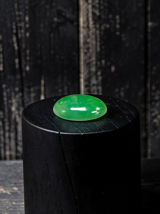 Certified MADE IN JAPAN 8.84 cts. Green Burmese A-Jadeite Oval Cabochon Loose Stone LS37