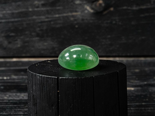 Certified MADE IN JAPAN 6.19 cts. Jungle Green Burmese A-Jadeite Oval Cabochon Loose Stone LS38