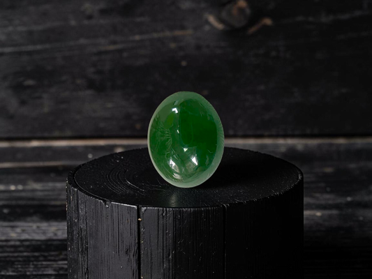 Certified MADE IN JAPAN 6.19 cts. Jungle Green Burmese A-Jadeite Oval Cabochon Loose Stone LS38