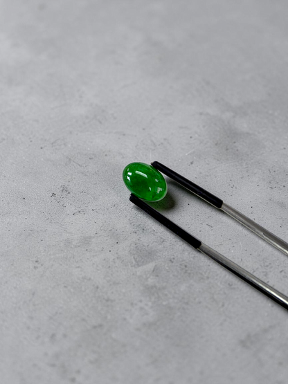 Certified MADE IN JAPAN 3.95 cts. Intense Imperial Green Burmese A-Jadeite Oval Cabochon Loose Stone LS41