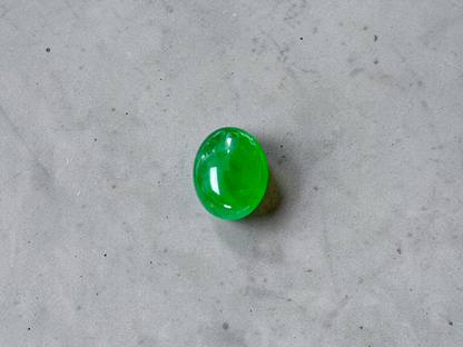 Certified MADE IN JAPAN 4.41 cts. Intense Vivid Imperial Green Burmese A-Jadeite Oval Cabochon Loose Stone LS44