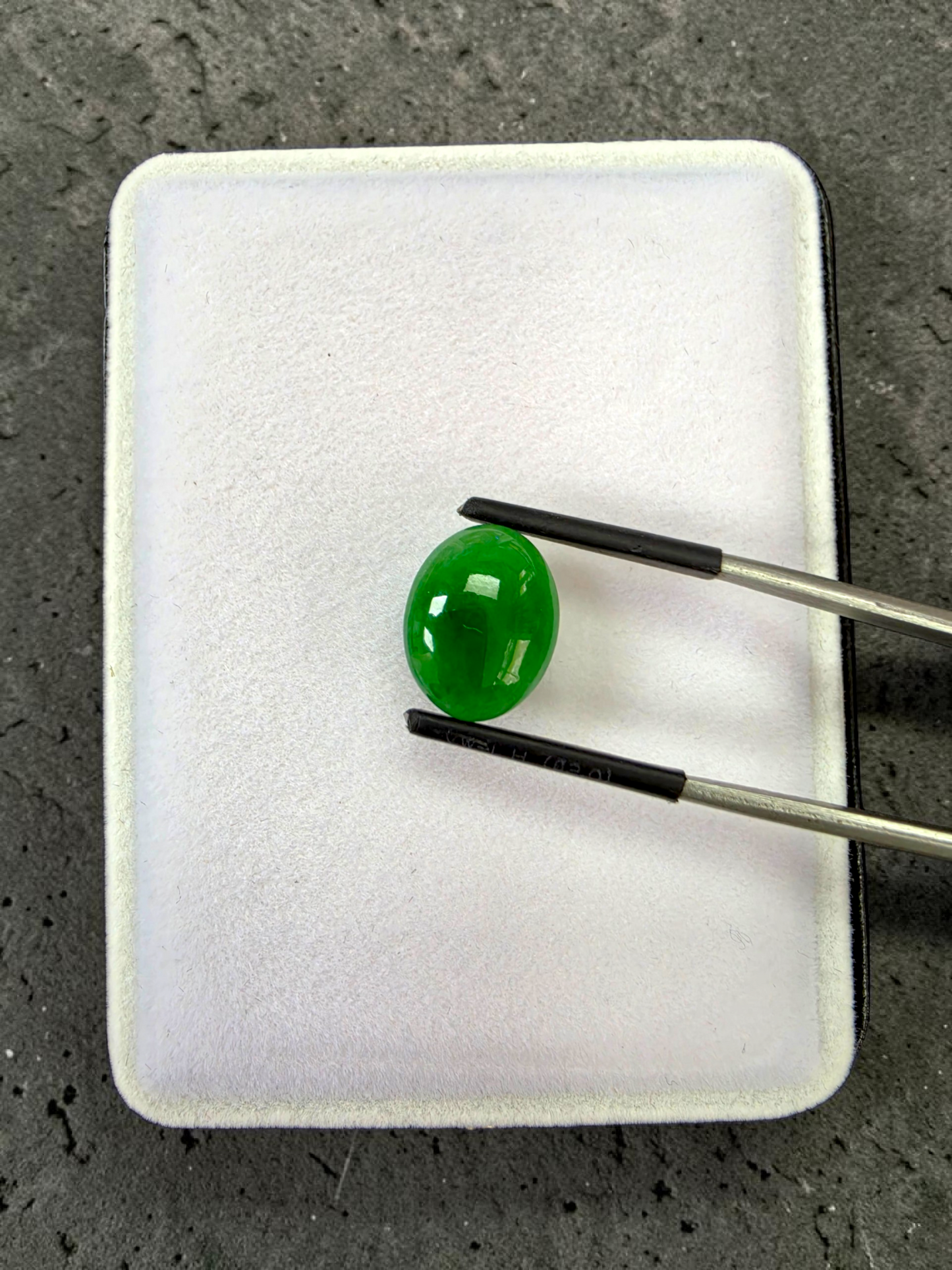 Certified MADE IN JAPAN 6.19 cts. Intense Imperial Green Burmese A-Jadeite Oval Cabochon Loose Stone LS45