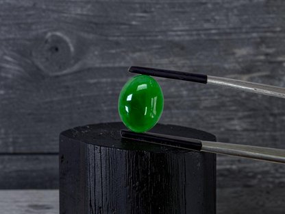 Certified MADE IN JAPAN 6.19 cts. Intense Imperial Green Burmese A-Jadeite Oval Cabochon Loose Stone LS45