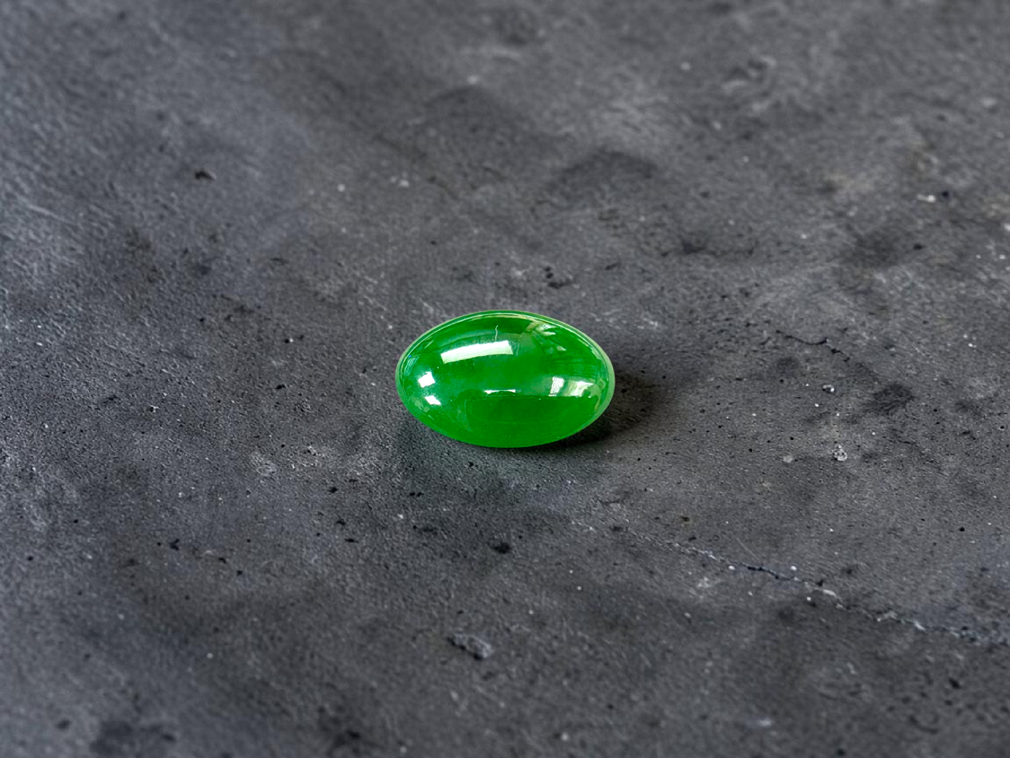 Certified MADE IN JAPAN 6.19 cts. Intense Imperial Green Burmese A-Jadeite Oval Cabochon Loose Stone LS45