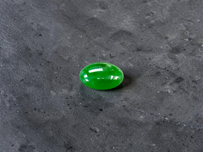 Certified MADE IN JAPAN 6.19 cts. Intense Imperial Green Burmese A-Jadeite Oval Cabochon Loose Stone LS45