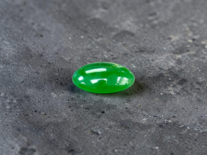 Certified MADE IN JAPAN 6.19 cts. Intense Imperial Green Burmese A-Jadeite Oval Cabochon Loose Stone LS45