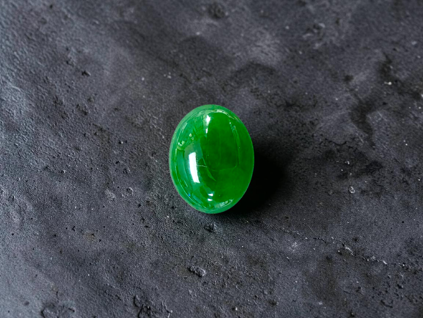 Certified MADE IN JAPAN 6.19 cts. Intense Imperial Green Burmese A-Jadeite Oval Cabochon Loose Stone LS45