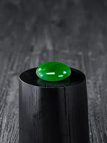 Certified MADE IN JAPAN 6.19 cts. Intense Imperial Green Burmese A-Jadeite Oval Cabochon Loose Stone LS45