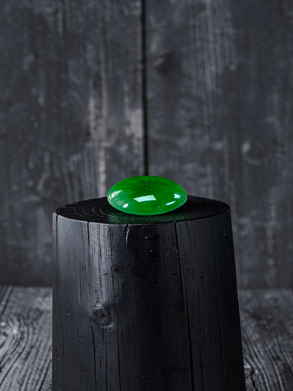 Certified MADE IN JAPAN 6.19 cts. Intense Imperial Green Burmese A-Jadeite Oval Cabochon Loose Stone LS45