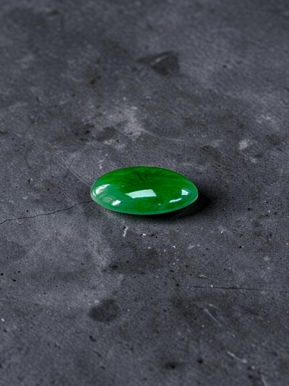 Certified MADE IN JAPAN 6.19 cts. Intense Imperial Green Burmese A-Jadeite Oval Cabochon Loose Stone LS45