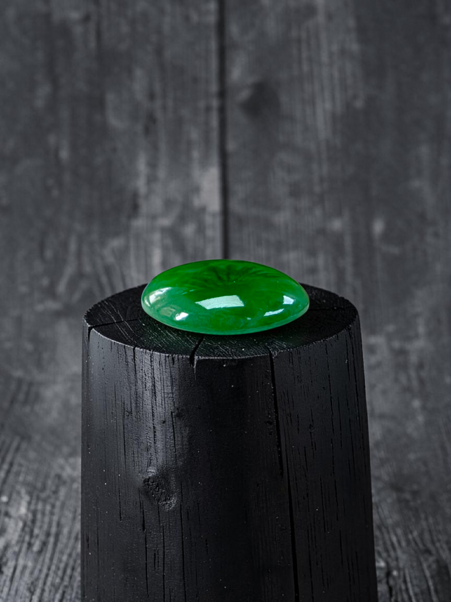 Certified MADE IN JAPAN 6.19 cts. Intense Imperial Green Burmese A-Jadeite Oval Cabochon Loose Stone LS45