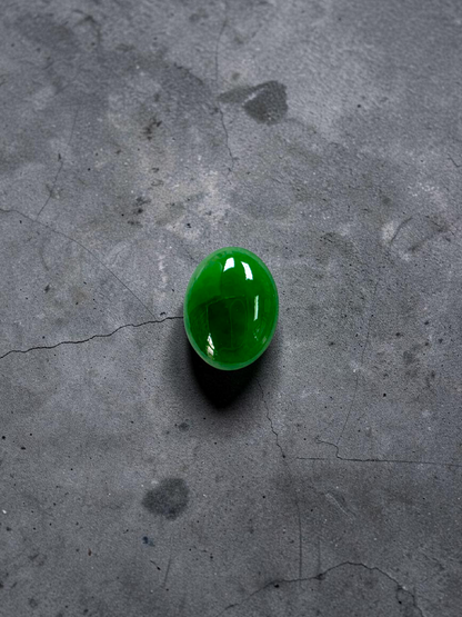 Certified MADE IN JAPAN 6.19 cts. Intense Imperial Green Burmese A-Jadeite Oval Cabochon Loose Stone LS45