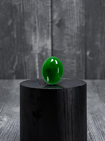 Certified MADE IN JAPAN 6.19 cts. Intense Imperial Green Burmese A-Jadeite Oval Cabochon Loose Stone LS45