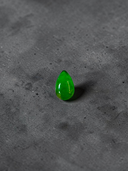 Certified MADE IN JAPAN 1.792 cts. Bright Vivid Imperial Green Burmese A-Jadeite Pear Cabochon Loose Stone LS46