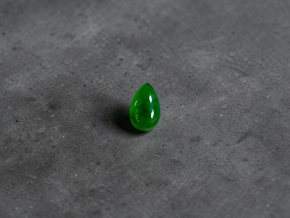 Certified MADE IN JAPAN 1.792 cts. Bright Vivid Imperial Green Burmese A-Jadeite Pear Cabochon Loose Stone LS46