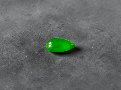 Certified MADE IN JAPAN 1.792 cts. Bright Vivid Imperial Green Burmese A-Jadeite Pear Cabochon Loose Stone LS46