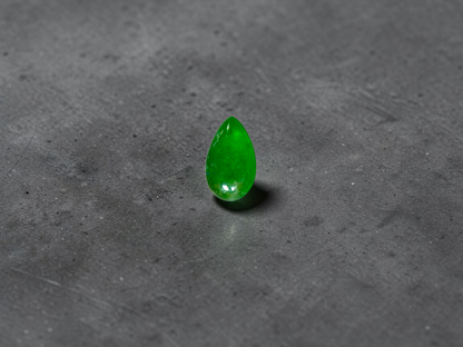 Certified MADE IN JAPAN 1.792 cts. Bright Vivid Imperial Green Burmese A-Jadeite Pear Cabochon Loose Stone LS46